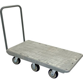 Non-Nesting Flatbed with Plain Handle & 6 Poly Wheels, 48" x 27", 2400 lb Capacity view 2