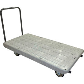Non-Nesting Flatbed with Plain Handle & 4 Poly Wheels, 60" x 34", 2200 lb Capacity view 2