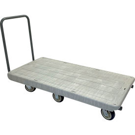 Non-Nesting Flatbed with Plain Handle & 6 Poly Wheels, 60" x 34", 2700 lb Capacity view 2