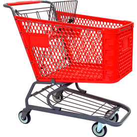 R.W. Rogers Plastic Shopping Cart 150 Liter Capacity Medium Red 