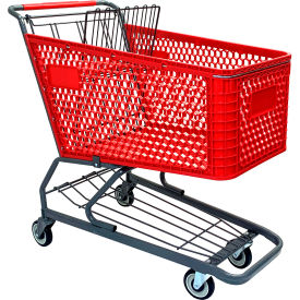 R.W. Rogers Plastic Shopping Cart 200 Liter Capacity Large Red 
