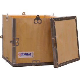 Global Industrial B2352229 Global Industrial™ 4 Panel Hinged Shipping Crate w/ Lid, 11-1/4"L x 11-1/4"W x 11-1/2"H image.