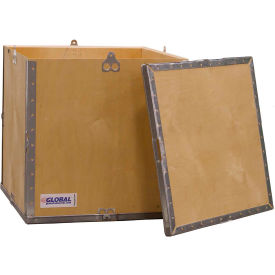 Global Industrial B2352228 Global Industrial™ 4 Panel Hinged Shipping Crate w/Lid & Pallet, 17-1/4"L x 17-1/4"W x 17-1/2"H image.