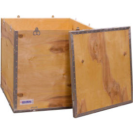 Global Industrial B2352225 Global Industrial™ 4 Panel Hinged Shipping Crate w/ Lid, 23-1/4"L x 23-1/4"W x 23-1/2"H image.