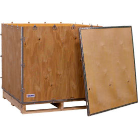 Global Industrial B2352219 Global Industrial™ 4 Panel Hinged Shipping Crate w/Lid & Pallet, 39-1/2"L x 39-1/2"W x 34-1/2"H image.