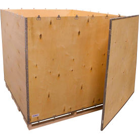 Global Industrial B2352205 Global Industrial™ 6 Panel Shipping Crate w/ Lid & Pallet, 59-1/4"L x 59-1/4"W x 54-1/2"H image.