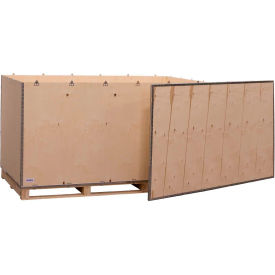 Global Industrial B2352201 Global Industrial™ 6 Panel Shipping Crate w/ Lid & Pallet, 83-1/4"L x 47-1/4"W x 42-1/2"H image.