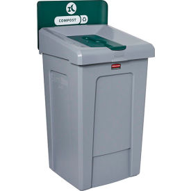 Rubbermaid® Slim Jim® 1-Stream Recycling Station For Compost 33 Gallon Cap. Gray/Green 