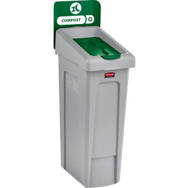 Rubbermaid® Slim Jim® 1-Stream Recycling Station For Compost 23 Gallon Cap. Gray/Green 