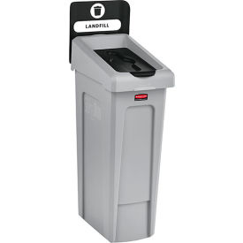 Slim Jim 1-Stream Recycling Station For Landfill, 23 Gallon Cap., Gray/Black view 2