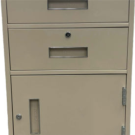 Fenco Lowboy Teller Pedestal Cabinet S-604R-A -2 Drawers Right Hinged Door 19x 19 x 27-7/8 Champagne