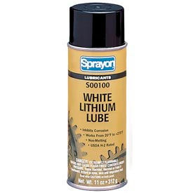 Krylon Products Group-Sherwin-Williams SC0100000 Sprayon LU100 White Lithium Grease, 11 oz. Aerosol Can - SC0100000 image.