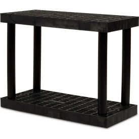DuraShelf, 2 Shelf, Grid Top, 36"W x 16"D x 27"H, Black view 2