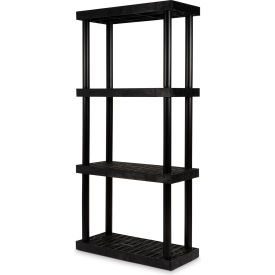 SPC Industrial™ DuraShelf™ 4 Shelf Grid Top 36"W x 16"D x 75"H Black