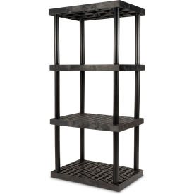 SPC Industrial™ DuraShelf™ 4 Shelf Grid Top 36"W x 24"D x 75"H Black