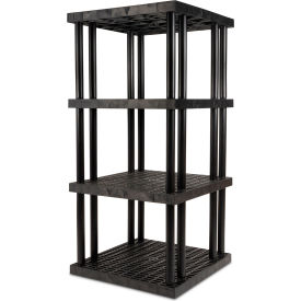 SPC Industrial™ DuraShelf™ 4 Shelf Grid Top 36"W x 36"D x 75"H Black