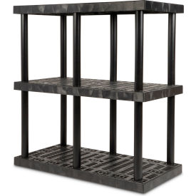 SPC Industrial™ DuraShelf™ 3 Shelf Grid Top 48"W x 24"D x 51"H Black