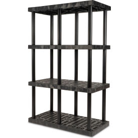 SPC Industrial™ DuraShelf™ 4 Shelf Grid Top 48"W x 24"D x 75"H Black
