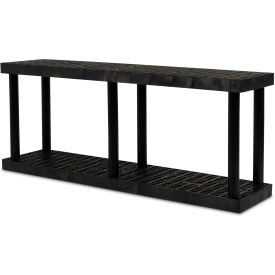 DuraShelf, 2 Shelf, Grid Top, 66"W x 16"D x 27"H, Black view 2