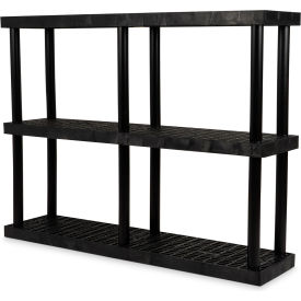 SPC Industrial™ DuraShelf™ 3 Shelf Grid Top 66"W x 16"D x 51"H Black
