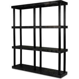 SPC Industrial™ DuraShelf™ 4 Shelf Grid Top 66"W x 16"D x 75"H Black