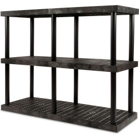SPC Industrial™ DuraShelf™ 3 Shelf Grid Top 66"W x 24"D x 51"H Black