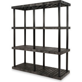 SPC Industrial™ DuraShelf™ 4 Shelf Grid Top 66"W x 24"D x 75"H Black