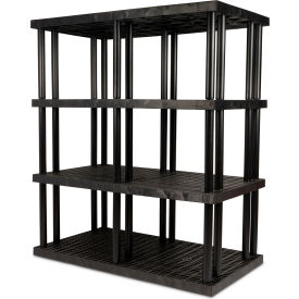 SPC Industrial™ DuraShelf™ 4 Shelf Grid Top 66"W x 36"D x 75"H Black