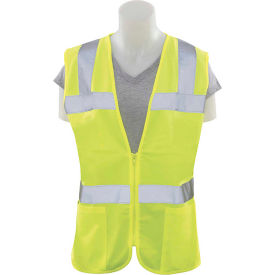 ERB S720 Class 2 Ladies Fitted Safety Vest, Tricot, Hi-Vis Lime, SM