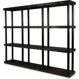 SPC Industrial™ DuraShelf™ 4 Shelf Grid Top 96"W x 16"D x 75"H Black