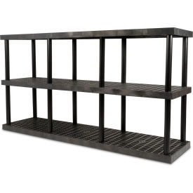 SPC Industrial™ DuraShelf™ 3 Shelf Grid Top 96"W x 24"D x 51"H Black