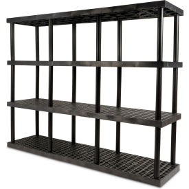 SPC Industrial™ DuraShelf™ 4 Shelf Grid Top 96"W x 24"D x 75"H Black