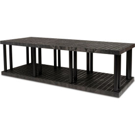 DuraShelf, 2 Shelf, Grid Top, 96"W x 36"D x 27"H, Black view 2