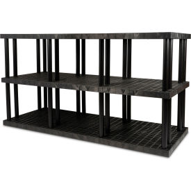 SPC Industrial™ DuraShelf™ 3 Shelf Grid Top 96"W x 36"D x 51"H Black