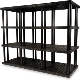 SPC Industrial™ DuraShelf™ 4 Shelf Grid Top 96"W x 36"D x 75"H Black