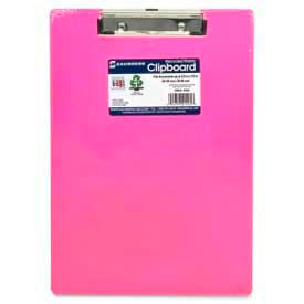 Saunders Mfg 21594 Saunders Recycled Plastic Clipboard with Low Profile Clip, 8-1/2" x 12", Neon Pink image.