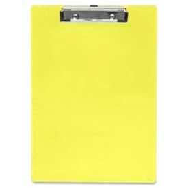 Saunders Mfg 21595 Saunders Recycled Plastic Clipboard with Low Profile Clip, 8-1/2" x 12", Transparent Neon Yellow image.