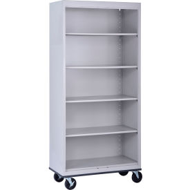 Sandusky® Elite Mobile Bookcase Assembled 36""W x 18""D x 78""H Dove Gray