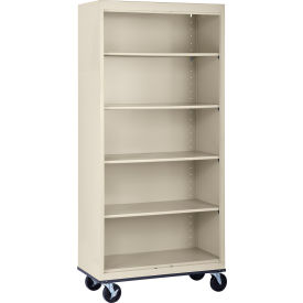 Sandusky® Elite Mobile Bookcase Assembled 36""W x 18""D x 78""H Putty