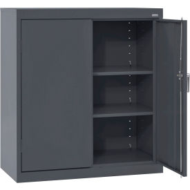 Sandusky® Classic Counter Height Storage Cabinet 36"W x 18"D x 36"H All-Welded Charcoal 