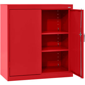Sandusky® Classic Counter Height Storage Cabinet 36"W x 24"D x 36"H All-Welded Red 