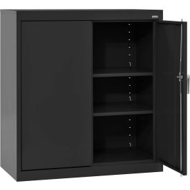 Sandusky® Classic Counter Height Storage Cabinet 36""W x 24""D x 36""H All-Welded Textured Blk