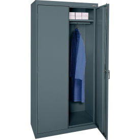 Sandusky® Classic All-Welded Wardrobe Cabinet Solid Door 36"W x 24"D x 72"H Charcoal 