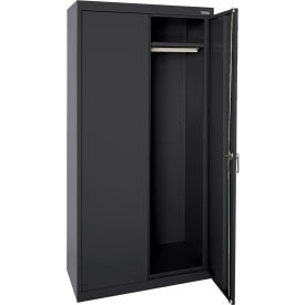 Sandusky® Classic All-Welded Wardrobe Cabinet Solid Door 36""W x 24""D x 72""H Textured Black
