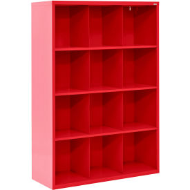 Sandusky® Cubbie Storage Cabinet 12 Openings Open Front Steel 46"W x 18"D x 66"H Red 