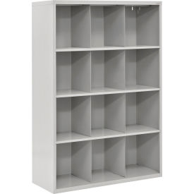 Sandusky® Cubbie Storage Cabinet 12 Openings Open Front Steel 46""W x 18""D x 66""H Dove Gray