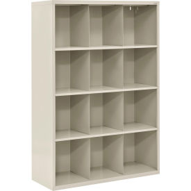 Sandusky® Cubbie Storage Cabinet 12 Openings Open Front Steel 46""W x 18""D x 66""H Putty