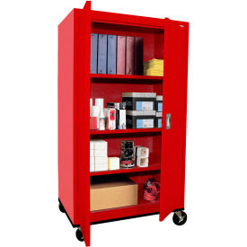 Sandusky® Transport Heavy Duty Mobile Storage Cabinet 22 Gauge 36"W x 24"D x 72"H Red 