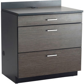 Safco® Hospitality Base Cabinet with 3 Drawers 36""W x 25""D x 39""H Asian Night/Black