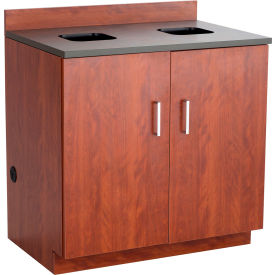 Safco® Hospitality Base Cabinet with 2 Waste Receptacle Ports 36""W x 25""D x 39""H Mahogany